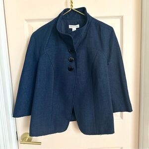 Coldwater Creek Blue Cape jacket with Stand-Up Collar and Relaxed Fit